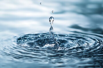 Poster - Water drop splash with ripple effect, abstract, nature, liquid