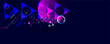 © Olya Kartavaya - Dark retro futuristic cyberpunk elements abstraction background cosmos synthwave vaporwave retrowave glitch circle with blue and pink glows