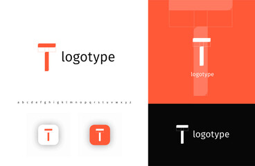 Fototapete - Geometric letter T monogram, minimalistic logo for architectural building, futuristic technology, innovative science, blueprint project. Modern logo concept. Vector illustration