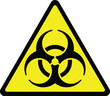 © Rumana - biohazardous infectious materials symbol.Isolated black biohazard label on yellow triangle