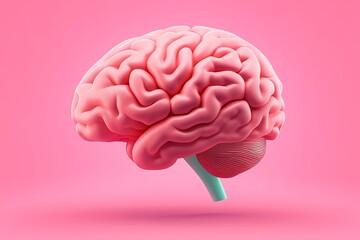 Poster - Minimalist human brain illustration, with clean lines and a soft gradient background for a simple, elegant look