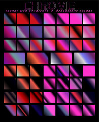 Aufkleber - Set of gradients range from light pastel shades to dark, bold colors, with many featuring a metallic, chrome-like shine. A palette with a mix of red, purple, blue and black colors. 