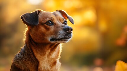 Portrait of a dog in the autumn park