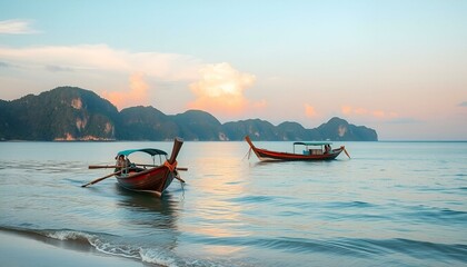 beautiful beach landscape with Vietnamese traditional fishing boat