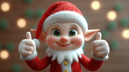 render christmas hands clip art isolate on re backgroun elf toy cartoon character finger shows direction thumb up like gesture