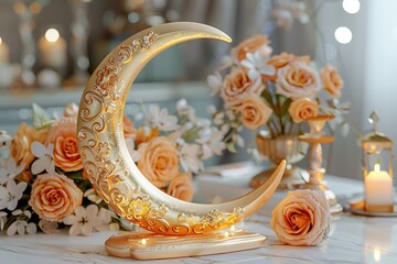 Wall Mural - Golden Crescent Moon Decor