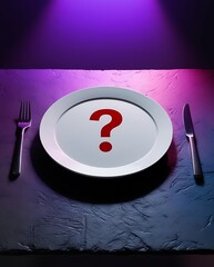 Question mark lying on a plate with knife and fork on the side (22)