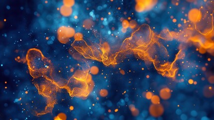 Abstract Blue and Orange Background with Bokeh Effect