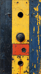 Canvas Print - Close-up of a weathered, multi-colored metal panel.