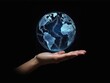 © dimas - A Person Holding a World Globe Hologram In His Hands