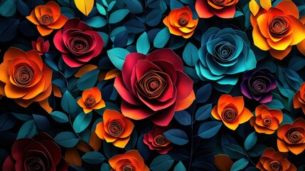 Wall Mural - Vibrant Roses in a Realistic Photograph