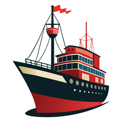 Wall Mural - Ship vector illustration isolated on a white background.