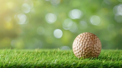 Close-up of a golf ball on green grass with a blurry background. Perfect for marketing materials or sports-related content.