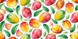 © Nasnunt - Watercolor mango pattern background with vibrant colors, mango, fruit, tropical, background, watercolor, pattern