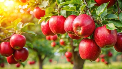 Red apples hanging from apple tree branches, red, apples, apple tree, branches, fruit, harvest, orchard, fall, ripe, farm