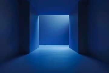 Wall Mural - Empty Dark blue room with gradient blue abstract background