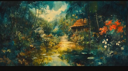 Sticker - Jungle Hut by the River