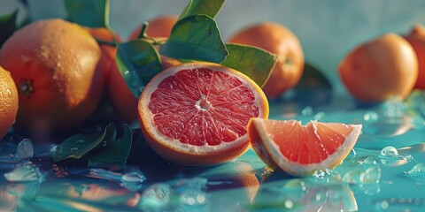 Wall Mural - Juicy Grapefruit and Organic Radiance: Fresh and Nourishing Citrus Delight