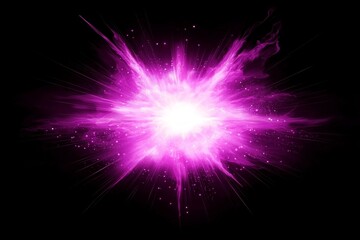 Wall Mural - vibrant explosion erupts with glowing purple particles bursting outward, creating a mesmerizing display of energy and motion against the deep black background.