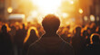 © Kritchanok - a man stands alone in the middle of a busy street, surrounded by blurred crowd