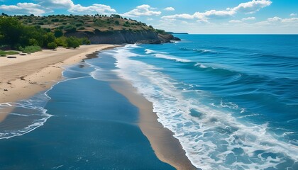 Vibrant Summer Bliss by the Blue Sea and Sandy Beach