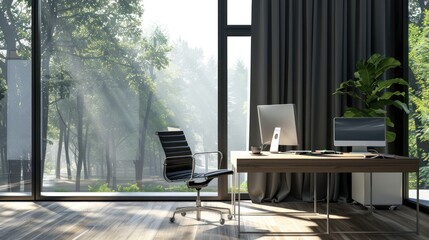 Poster - Modern Home Office with a View