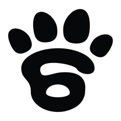 Wall Mural - number 6 paw pet logo template