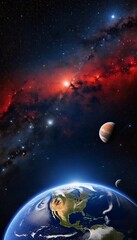 Wall Mural - red planets background nebula earth  planet star moon earth nebula space astronomy atmosphere abstract background black blue cosmos effect explosion fantasy fiction galaxy global globe illustration
