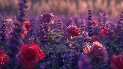 Sticker - Lavender Field with Roses