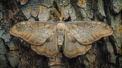 Canvas Print - Moth on Tree Bark