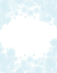 Wall Mural - Snowflakes frame, winter snow on transparent background, christmas snowfall border