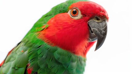 Close-up Portrait of a Red-and-Green Parrot