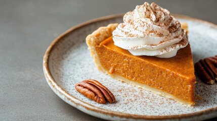 Wall Mural - Delicious pumpkin pie with whipped cream topping