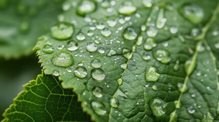 Wall Mural - Water Drops on a Leaf