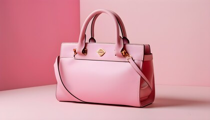 Wall Mural - Stylish Pink Leather Handbag Against a Vibrant Background