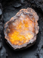 Poster - Glowing amber crystal rock formation