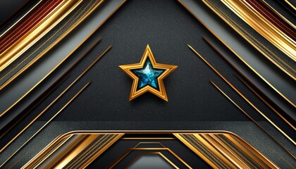 Wall Mural - A Golden Star Embedded in a Black and Gold Geometric Design