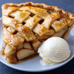 Sticker - Delicious apple pie with vanilla ice cream