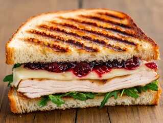 Wall Mural - Grilled turkey sandwich with cranberry sauce