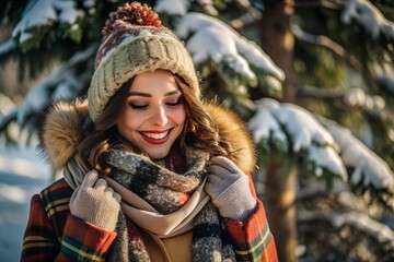 Wall Mural - woman in winter clothes