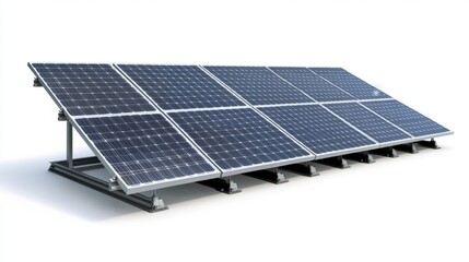 solar panel installation on white background