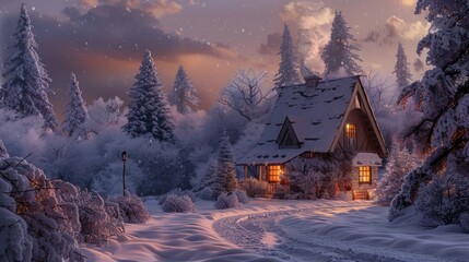 Wall Mural - Winter Wonderland Cottage