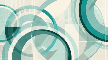 Wall Mural - Abstract Teal and White Circles