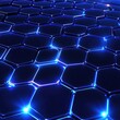 © ProStockGallery - Abstract Blue Hexagon Pattern with Glowing Lights - Futuristic Technology Background.