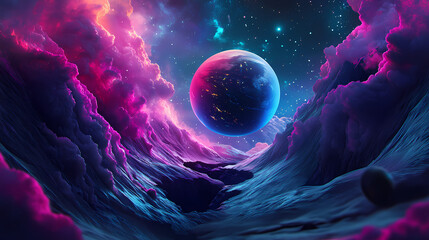 Wall Mural - time travel futurism galactic exploration space colonization cosmos event horizon. terraforming plan