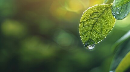 Wall Mural - Dewdrop on a Leaf