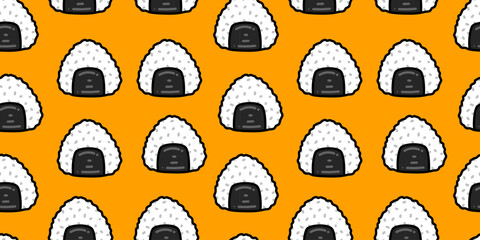 onigiri pattern background. japanese food seamless pattern. onigiri rice balls illustration. onigiri