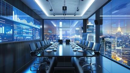 Modern Conference Room with Cityscape View