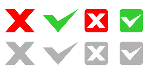 x and check mark vector design, red and green, stop and go, wrong and right, editable x and check mark icon, signpost icon design