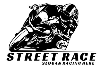 Sticker - superbike design icon logo illustration black and white silhouette vector